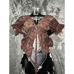 L.I.F.E. Love Is For Eternity Blouse Women Size Large Floral Off Shoulder Y2K